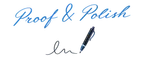 Proof & Polish logo: the name in script lettering above a pen signing a flourish